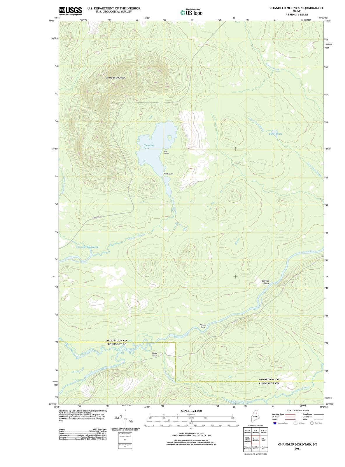 2011 Chandler Mountain, ME - Maine - USGS Topographic Map