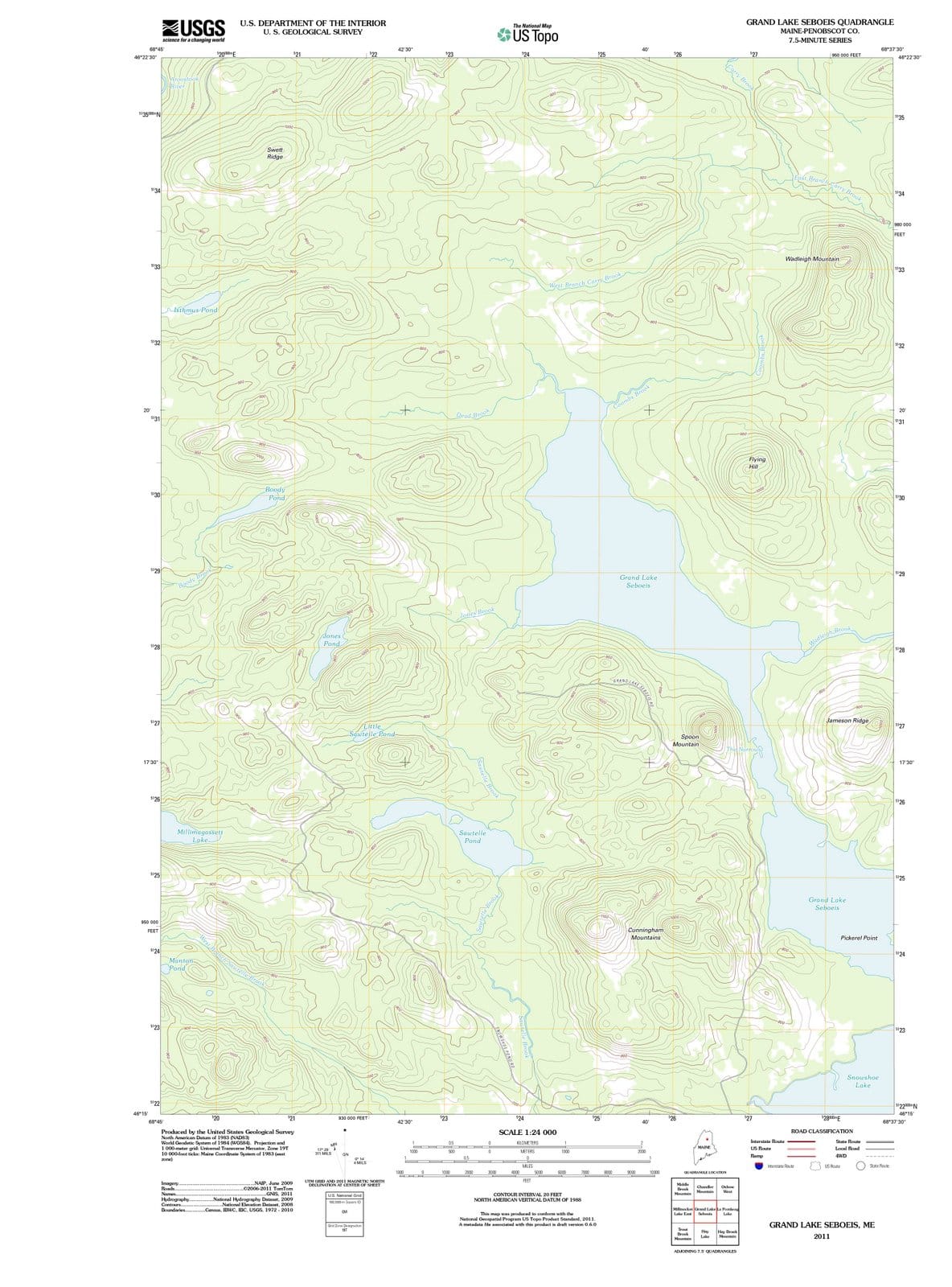2011 Grand Lakeboeis, ME - Maine - USGS Topographic Map