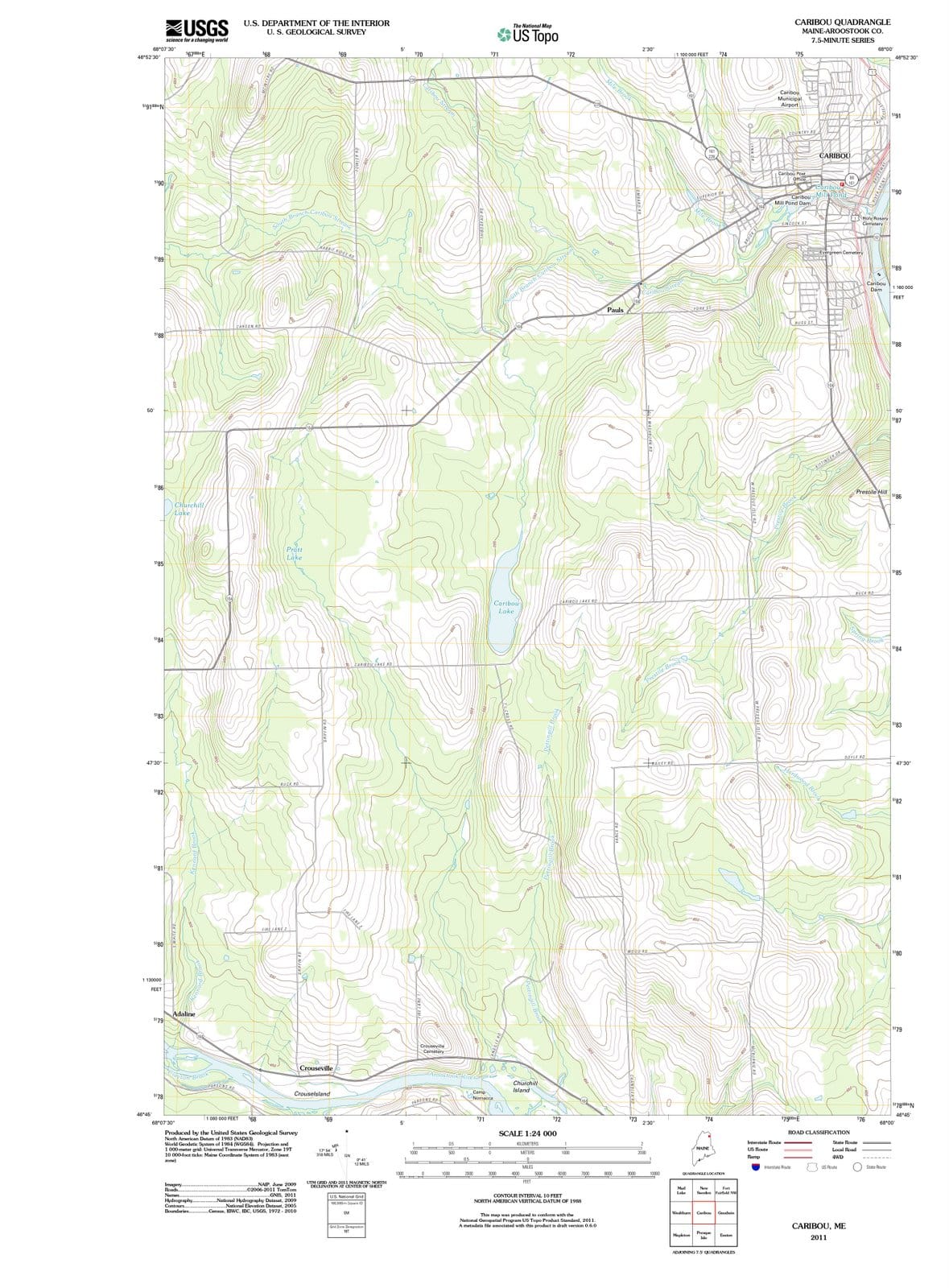 2011 Caribou, ME - Maine - USGS Topographic Map