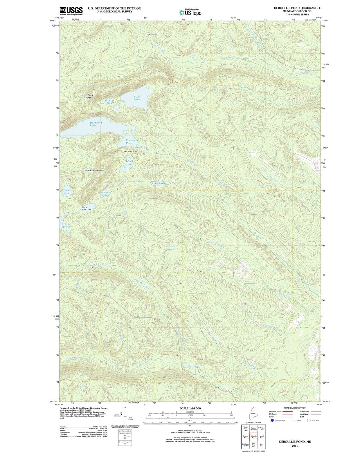 2011 Deboullie Pond, ME - Maine - USGS Topographic Map
