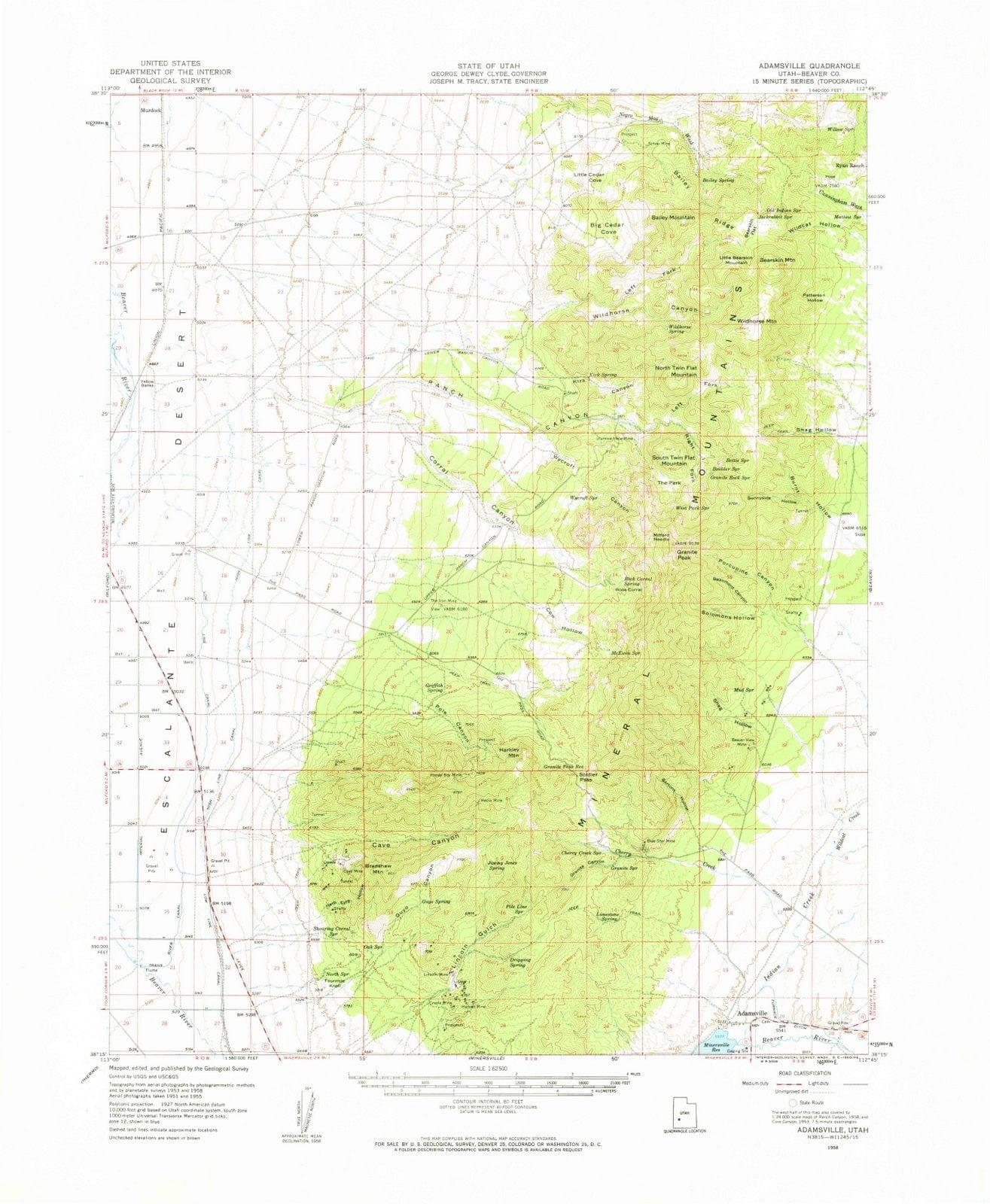 1958 Adamsville, UT - Utah - USGS Topographic Map
