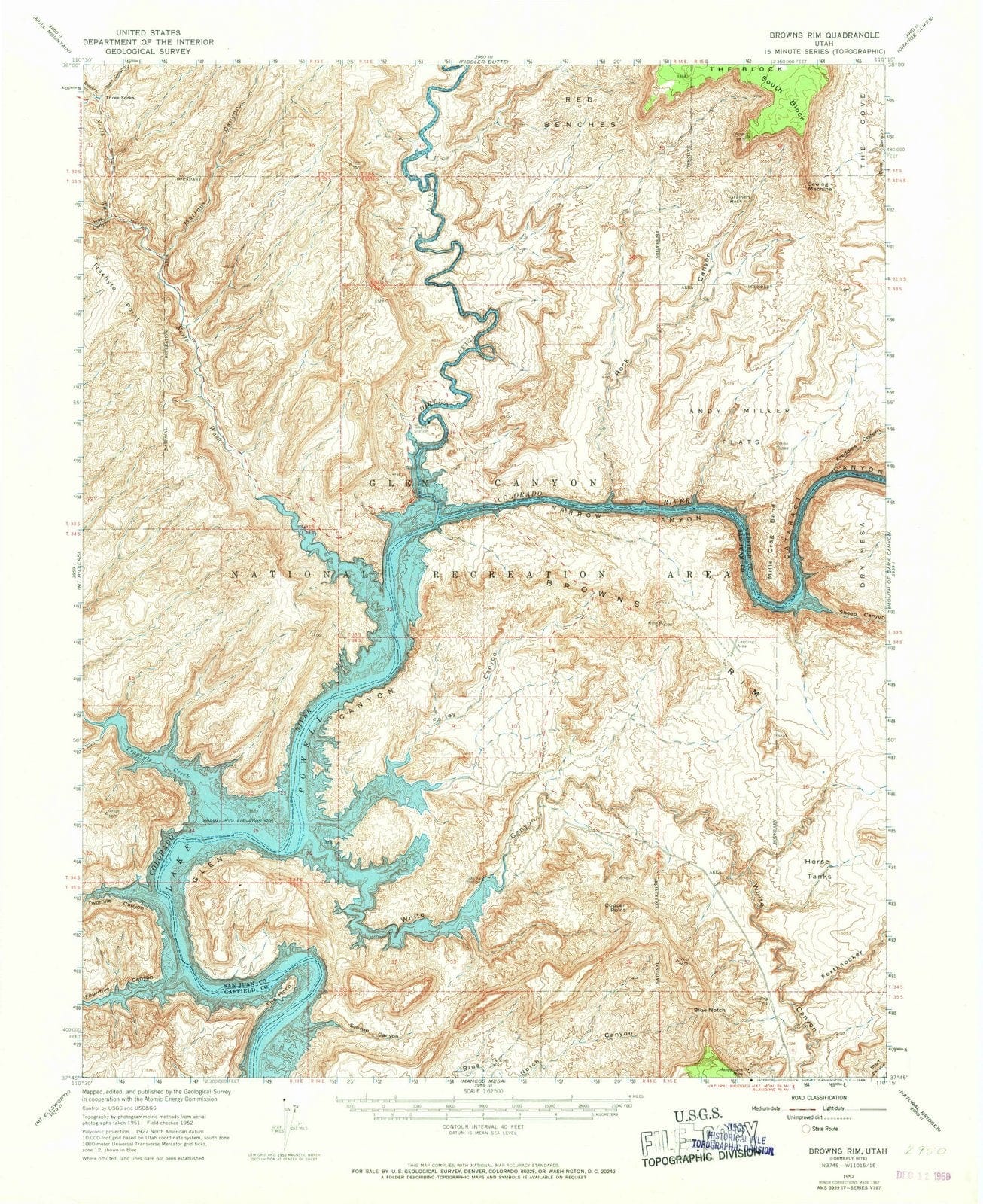 1952 Browns Rim, UT - Utah - USGS Topographic Map