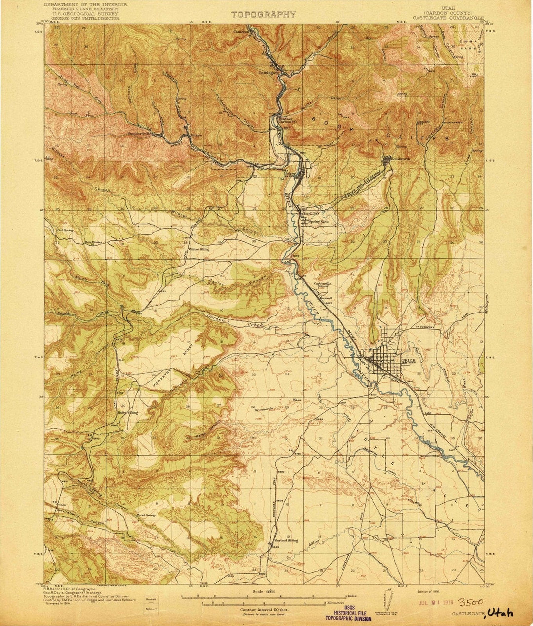1916 Castlegate, UT - Utah - USGS Topographic Map