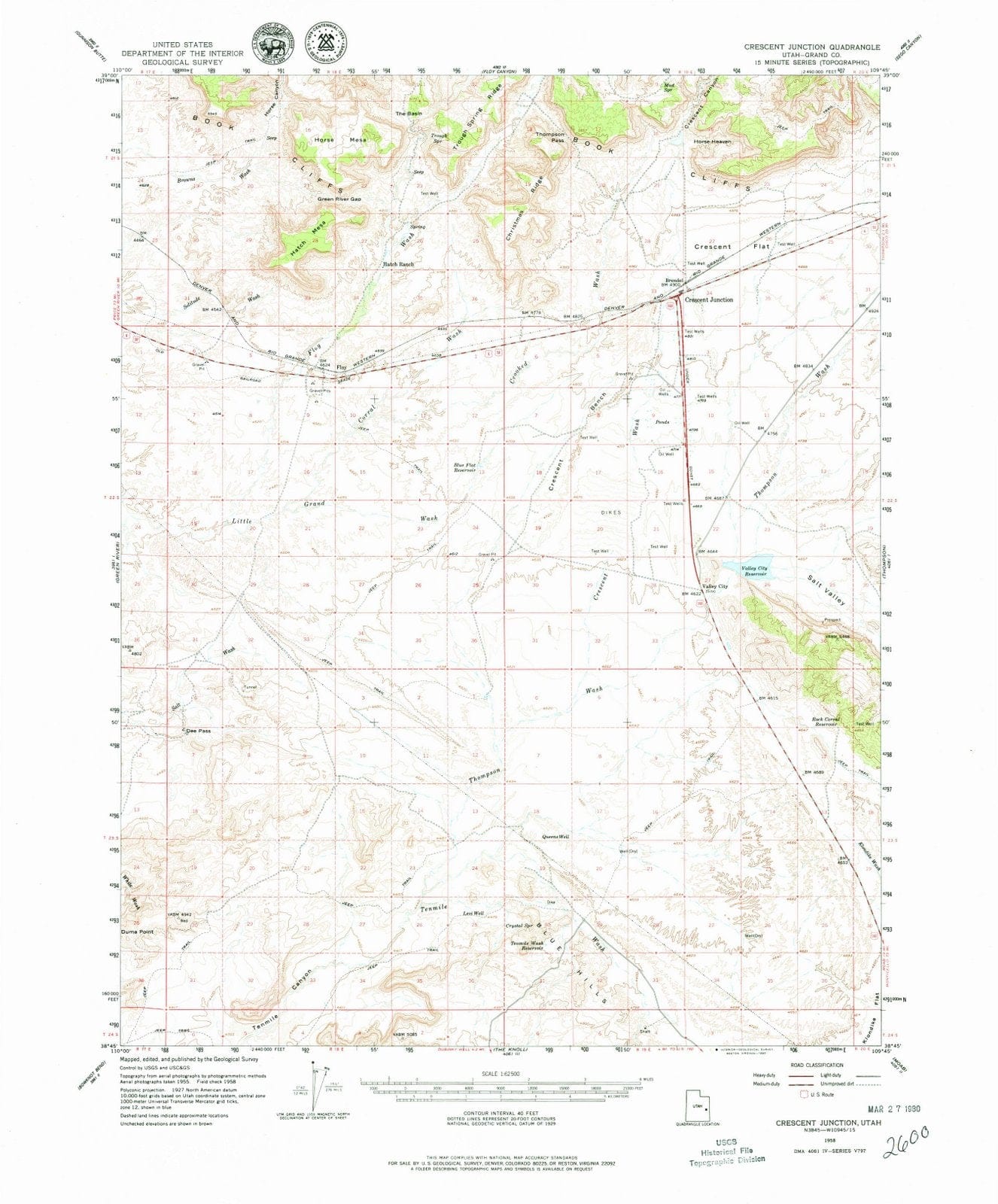 1958 Crescent Junction, UT - Utah - USGS Topographic Map