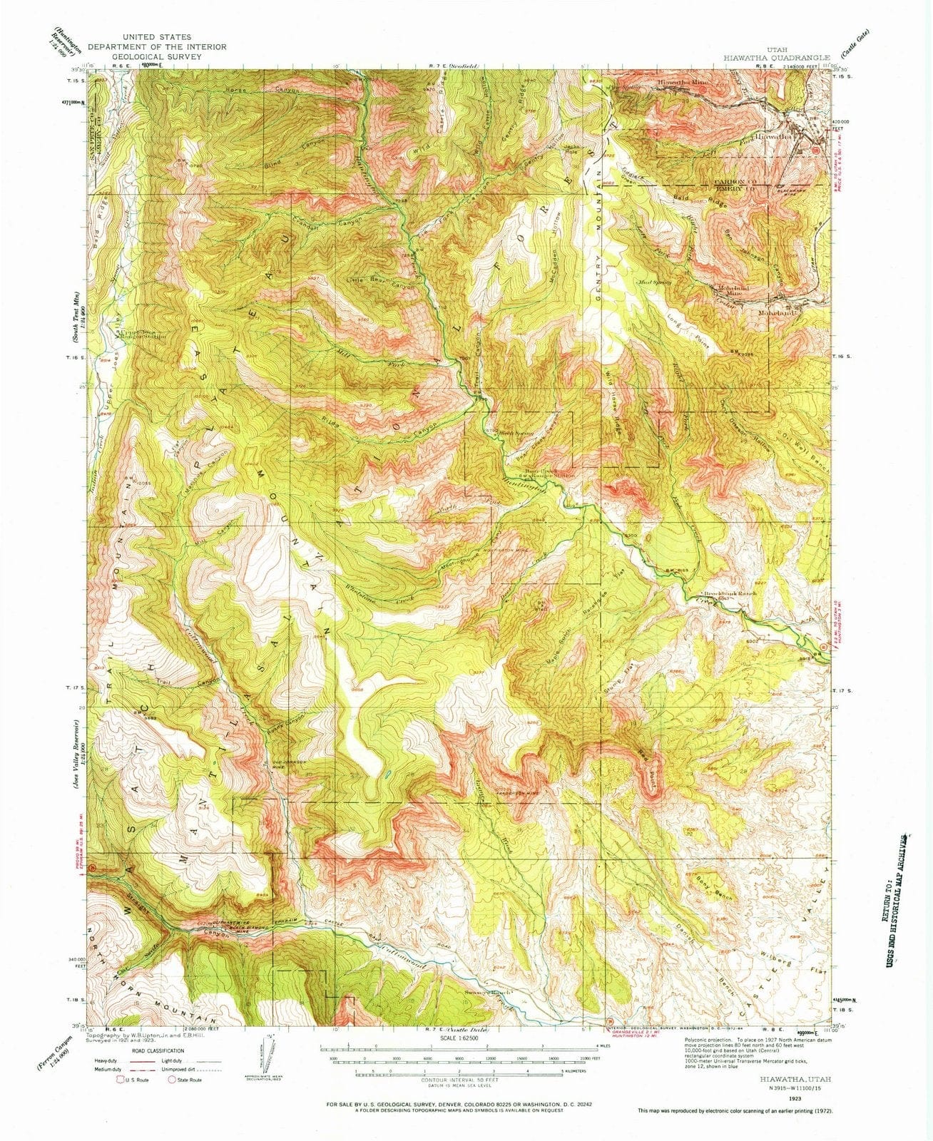 1923 Hiawatha, UT - Utah - USGS Topographic Map