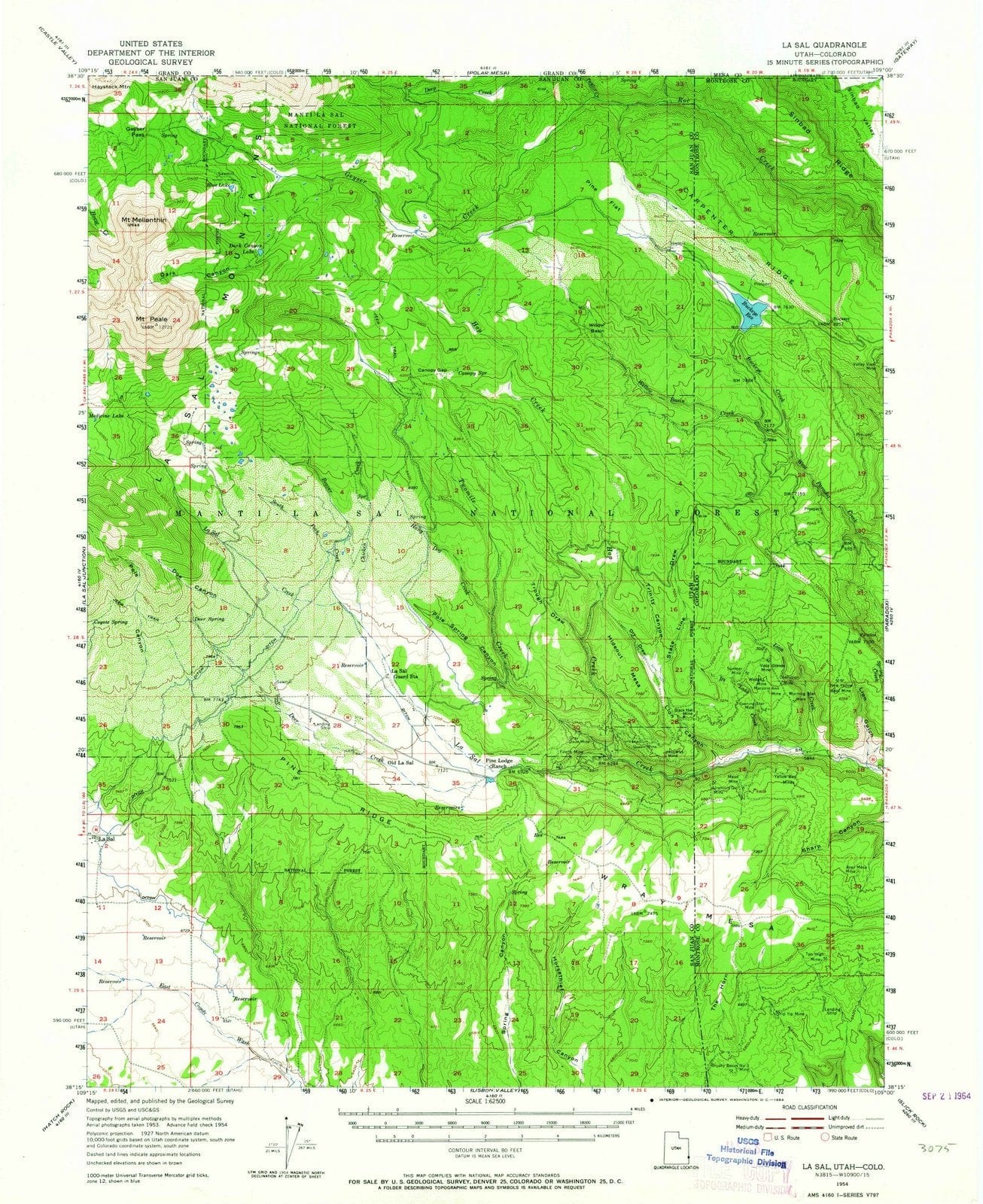 1954 La Sal, UT - Utah - USGS Topographic Map