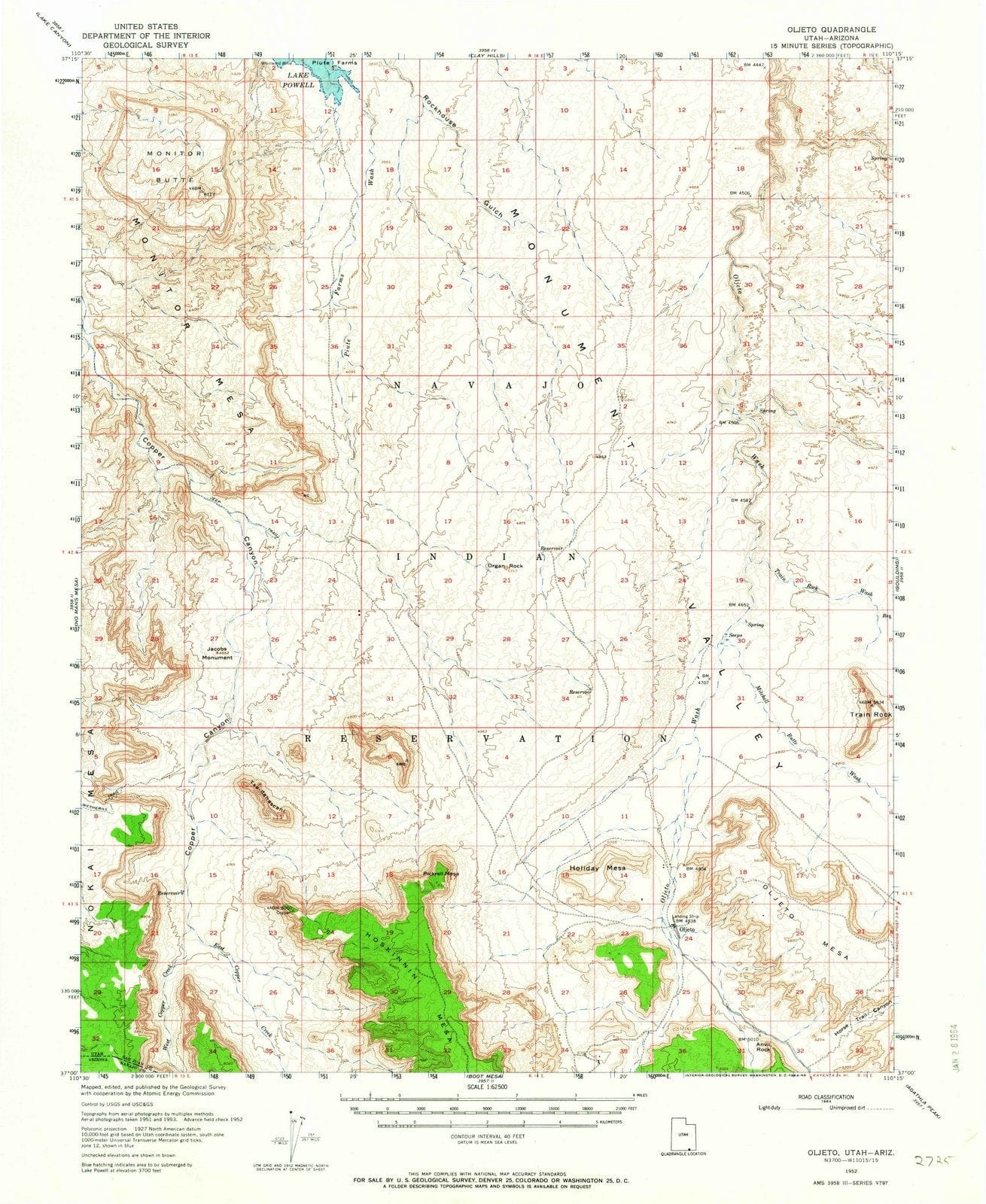 1952 Oljeto, UT - Utah - USGS Topographic Map