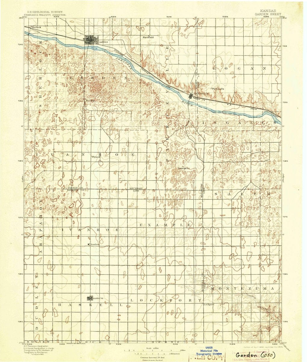 1896 Garden, KS  - Kansas - USGS Topographic Map