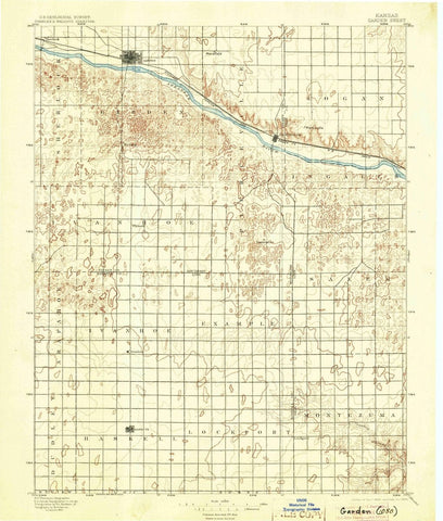 1896 Garden, KS  - Kansas - USGS Topographic Map