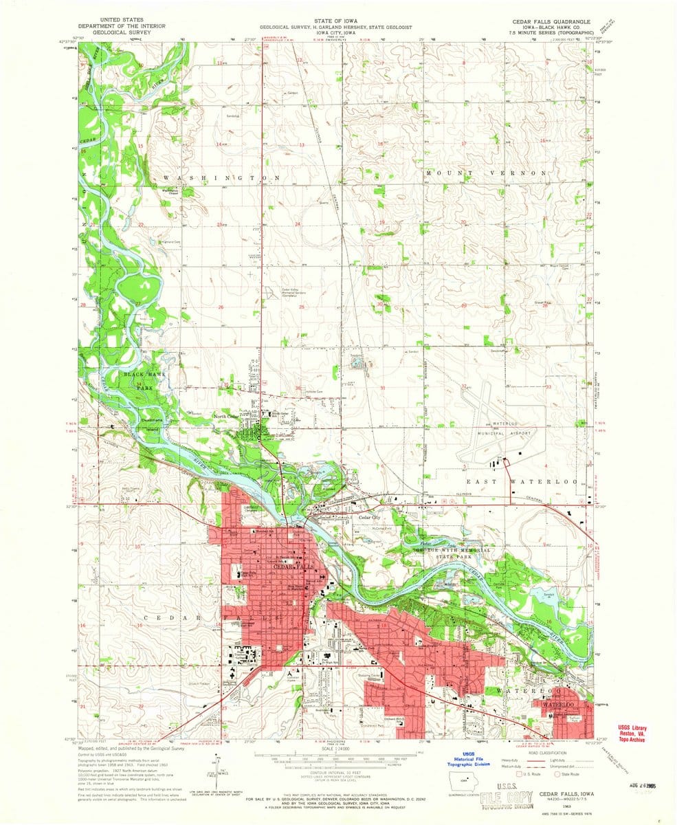 1963 Cedar Falls, IA  - Iowa - USGS Topographic Map