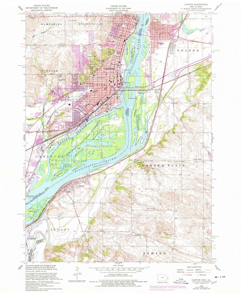 1953 Clinton, IA  - Iowa - USGS Topographic Map