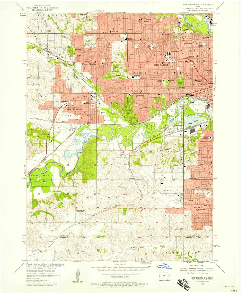 1956 Des Moines, IA  - Iowa - USGS Topographic Map v4