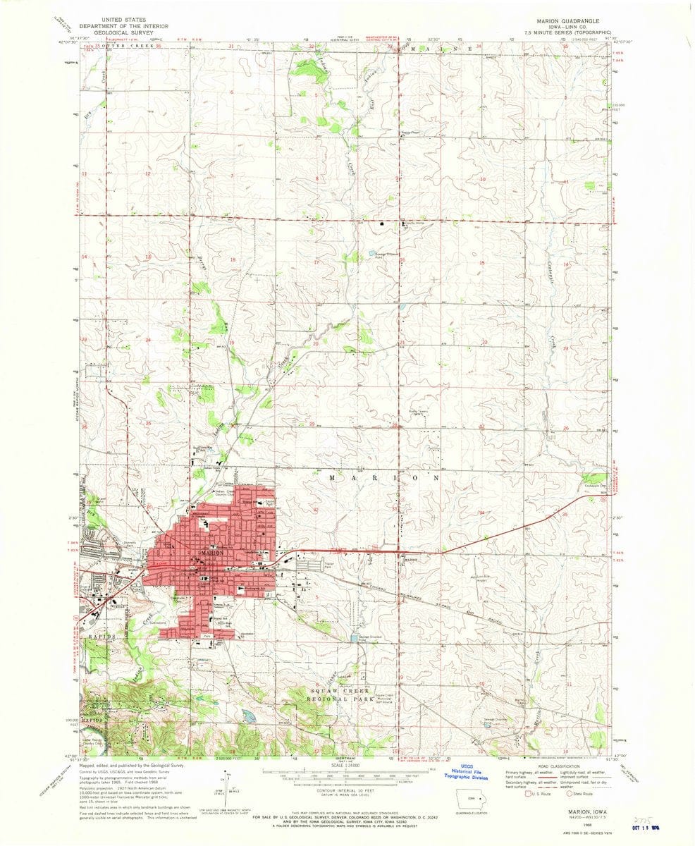 1968 Marion, IA  - Iowa - USGS Topographic Map