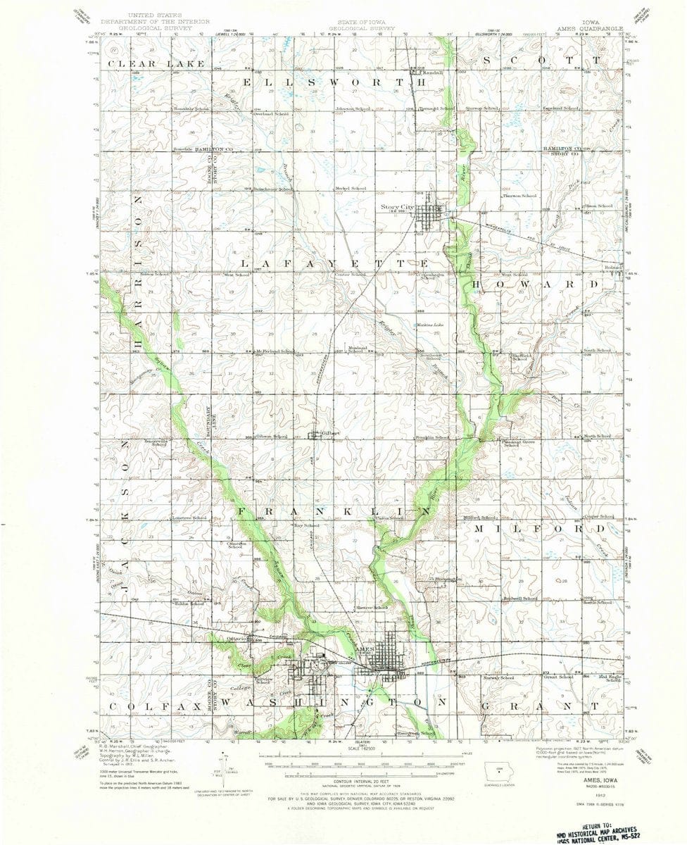1912 Ames, IA  - Iowa - USGS Topographic Map