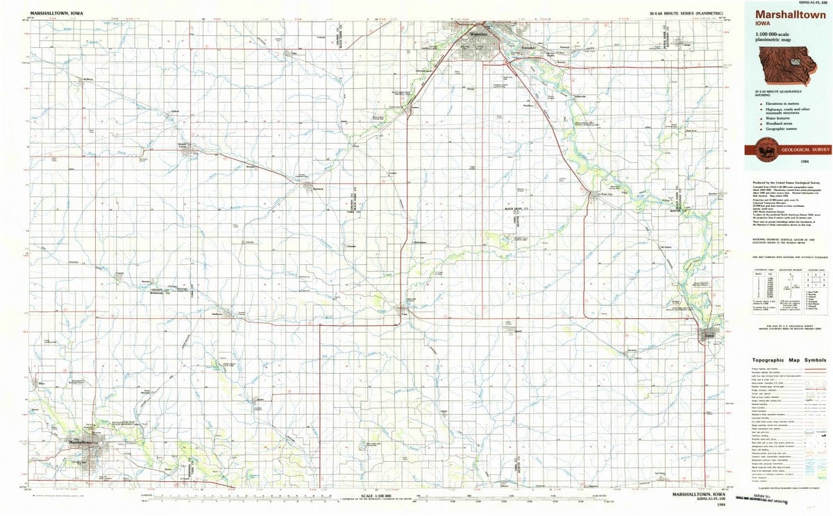 1984 Marshalltown, IA  - Iowa - USGS Topographic Map