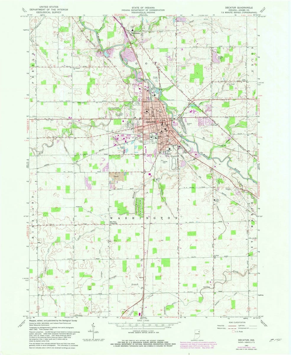 1962 Decatur, in  - Indiana - USGS Topographic Map