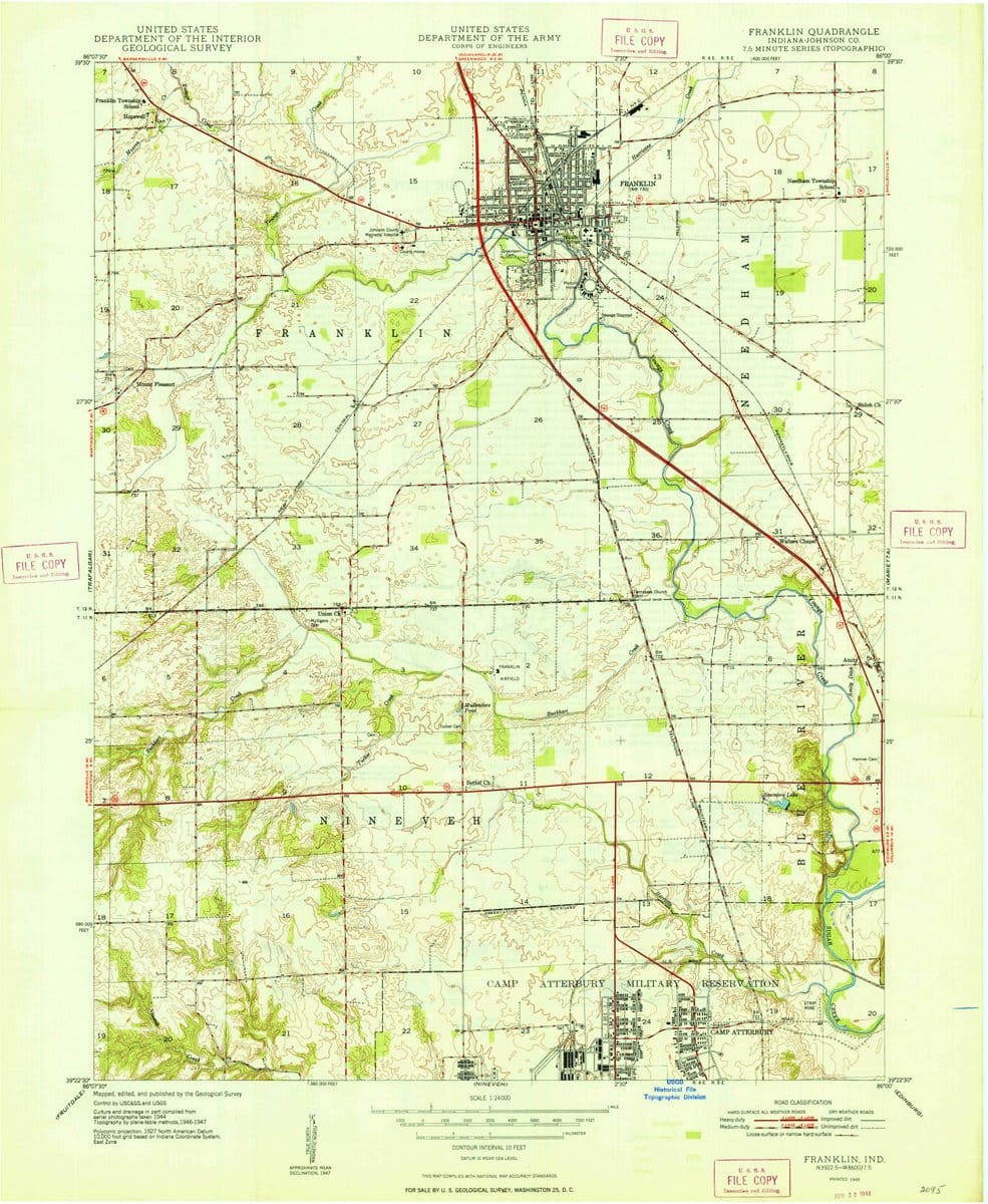 1948 Franklin, in  - Indiana - USGS Topographic Map
