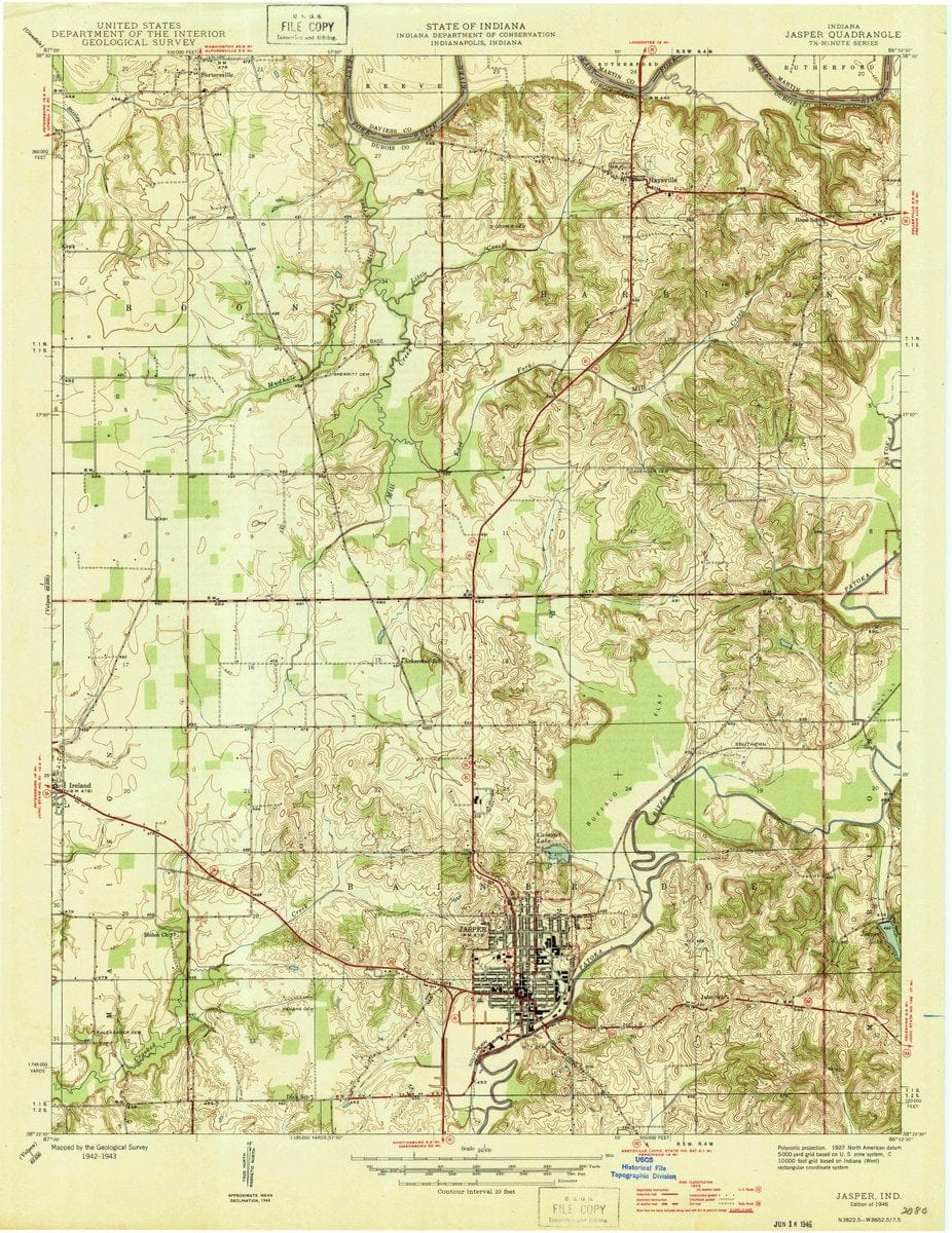 1946 Jasper, in  - Indiana - USGS Topographic Map