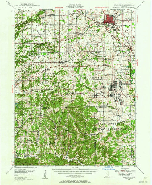 1947 Franklin, in - Indiana - USGS Topographic Map - Historic Pictoric