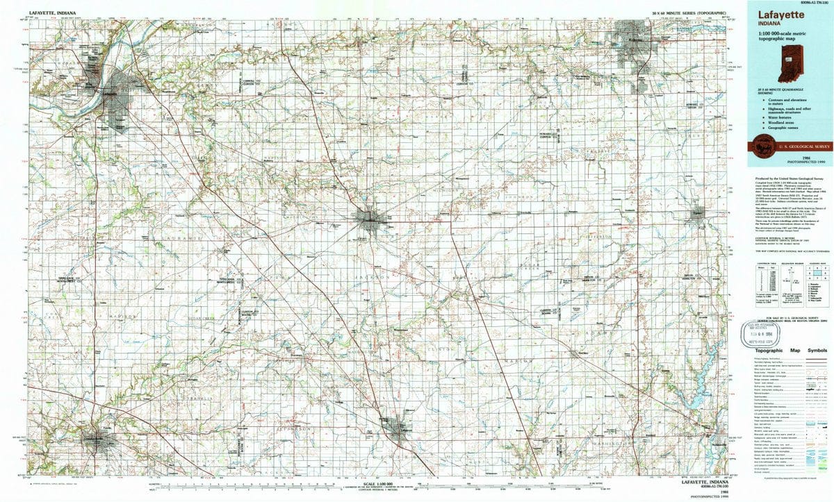 1984 Lafayette, in  - Indiana - USGS Topographic Map