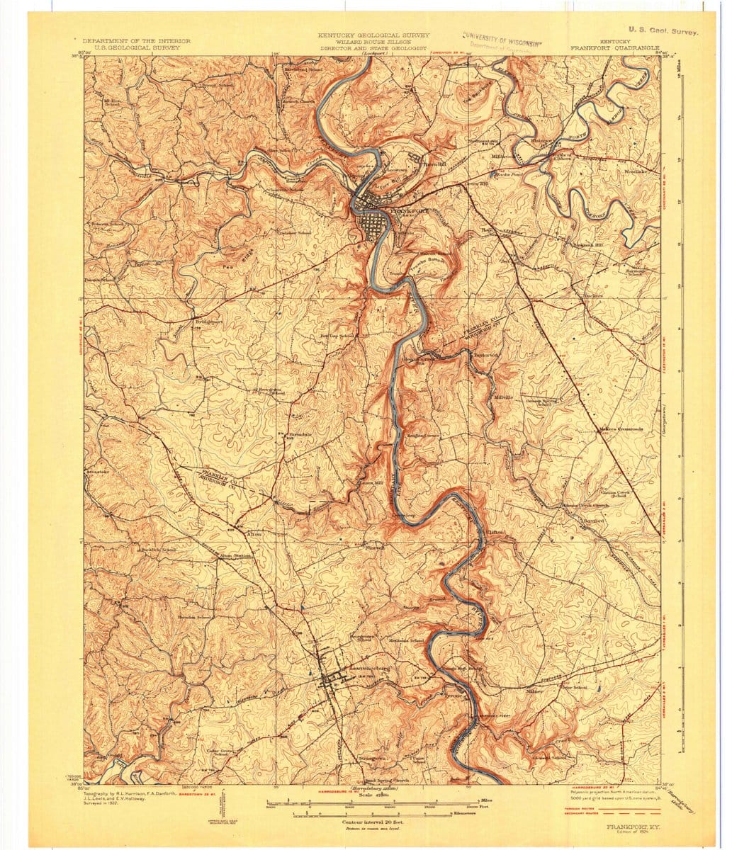 1924 Frankfort, KY  - Kentucky - USGS Topographic Map