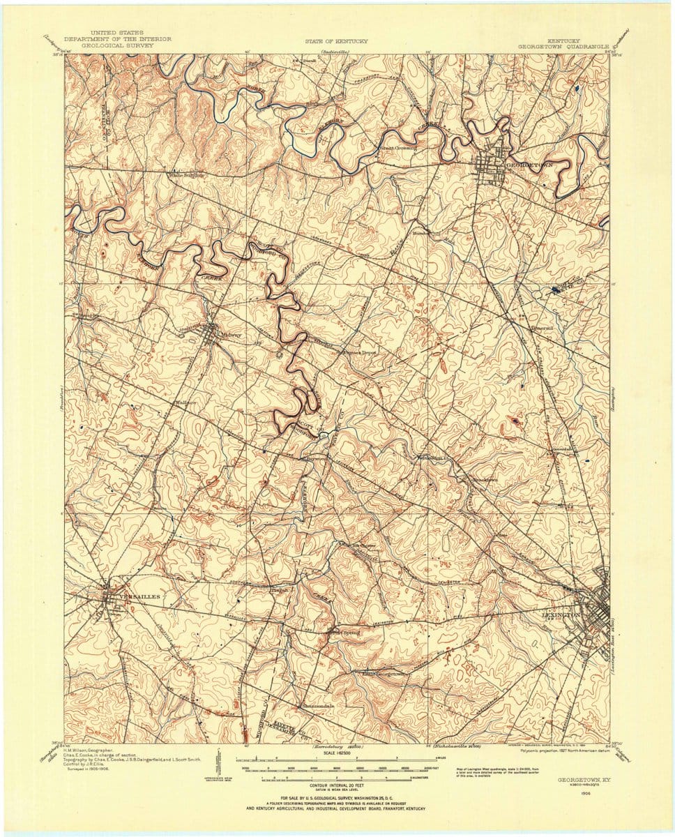 1906 Georgetown, KY  - Kentucky - USGS Topographic Map