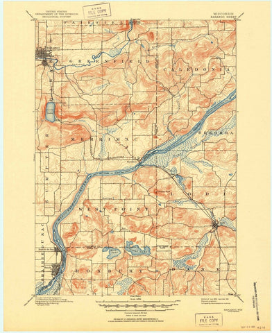 1895 Baraboo, WI  - Wisconsin - USGS Topographic Map