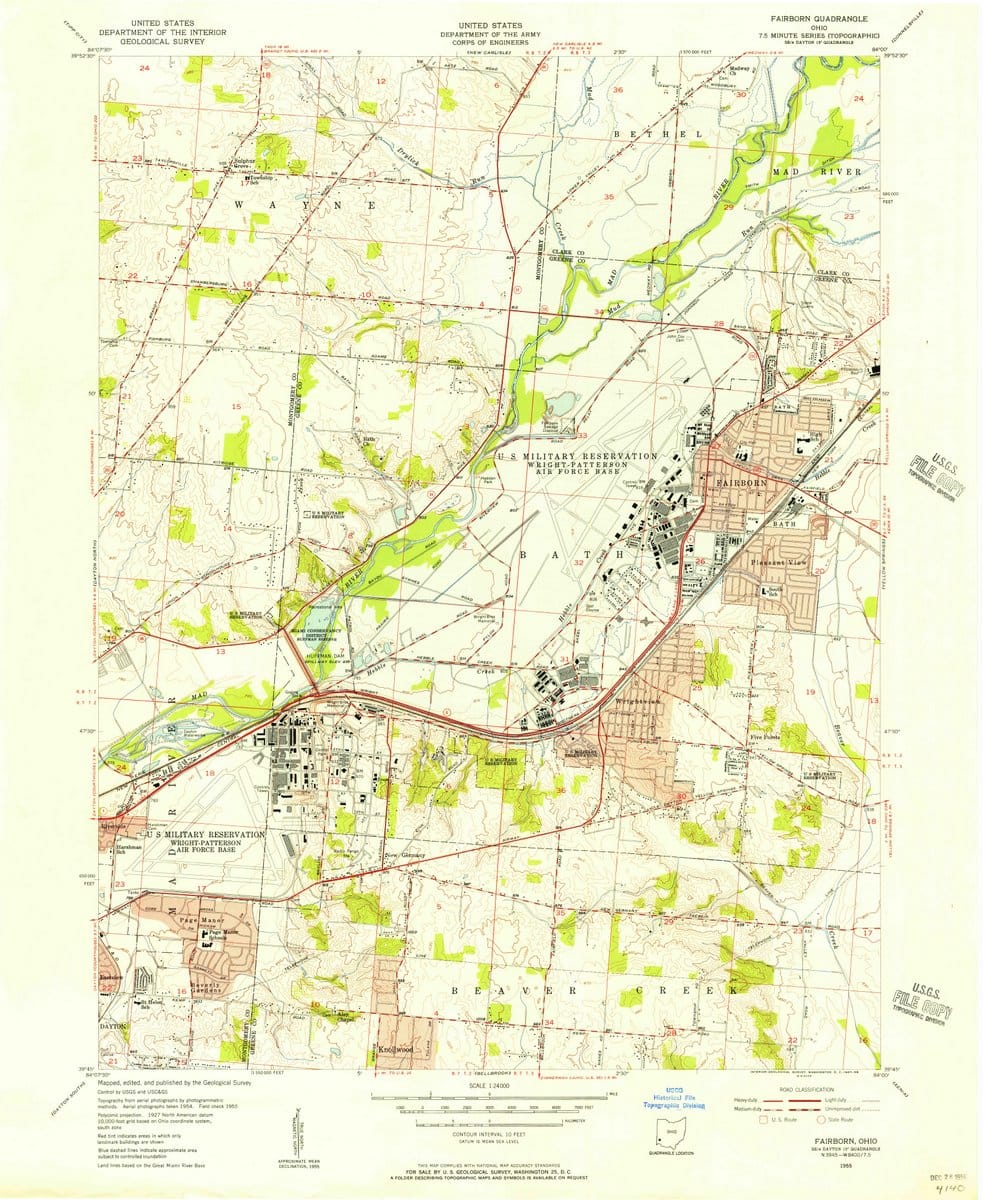 1955 Fairborn, OH  - Ohio - USGS Topographic Map