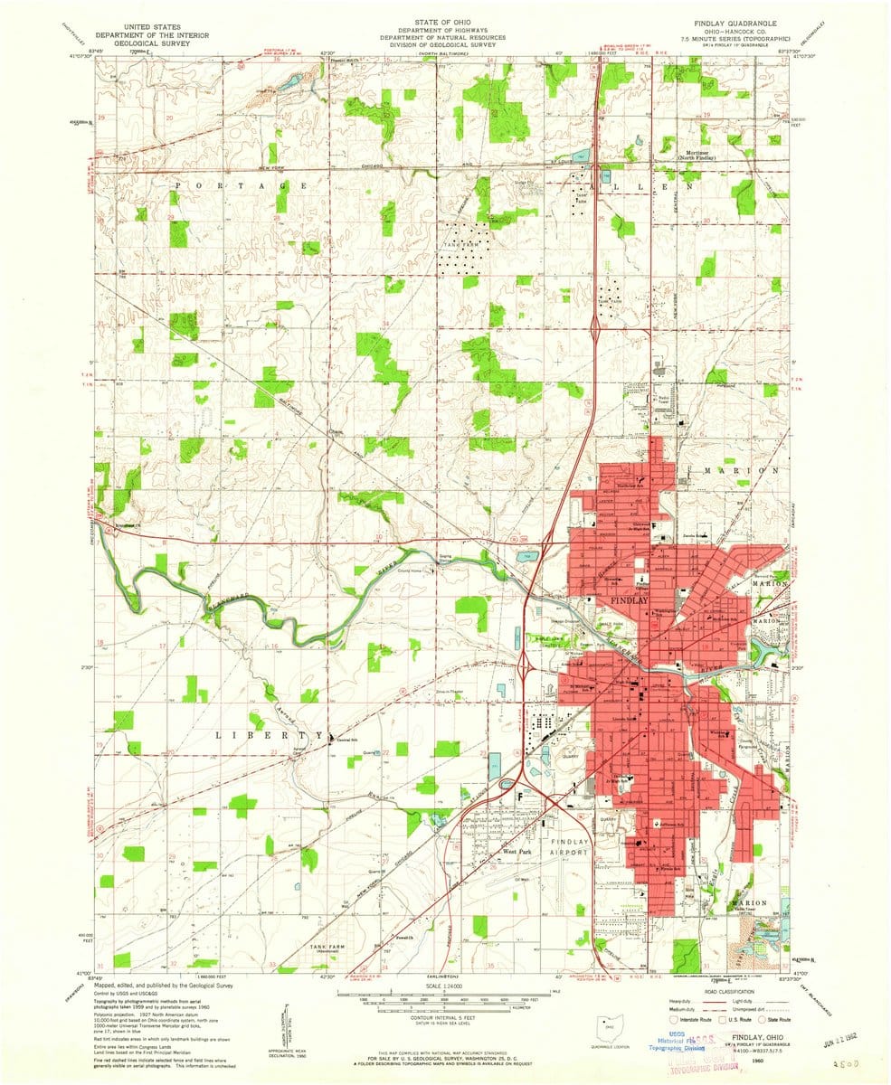 1960 Findlay, OH  - Ohio - USGS Topographic Map
