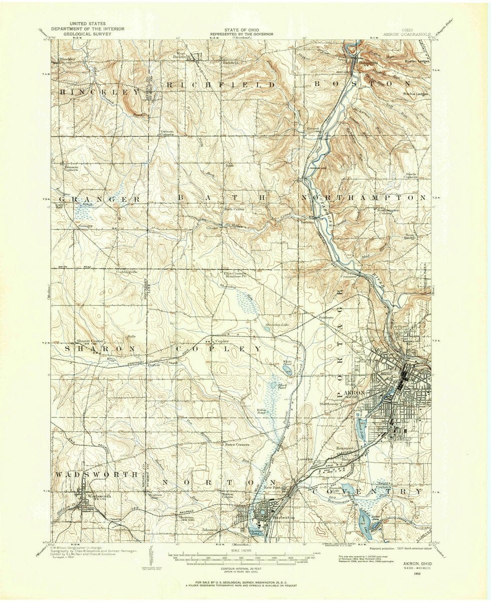 1903 Akron, OH  - Ohio - USGS Topographic Map