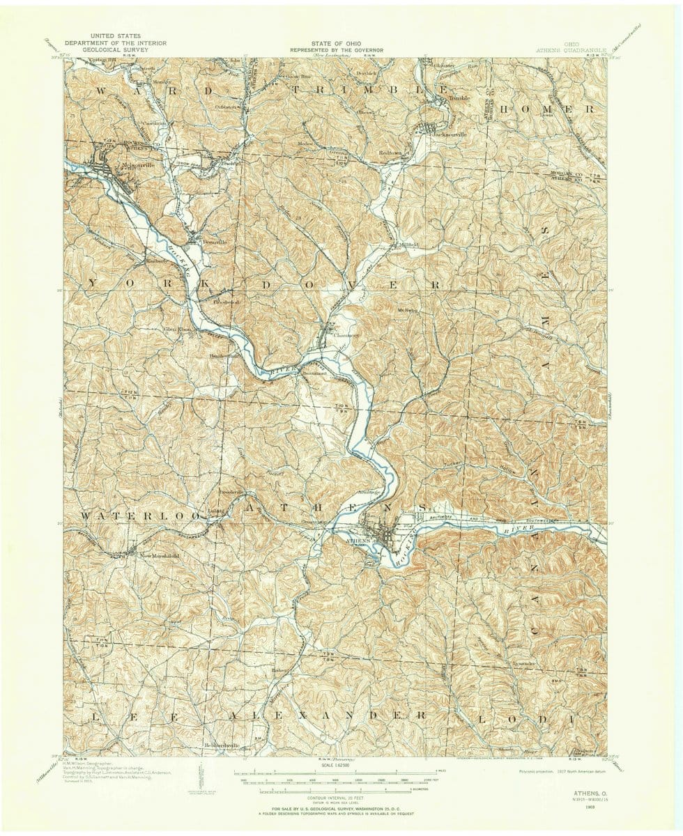1903 Athens, OH  - Ohio - USGS Topographic Map