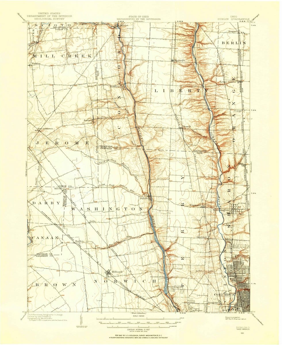 1901 Dublin, OH  - Ohio - USGS Topographic Map