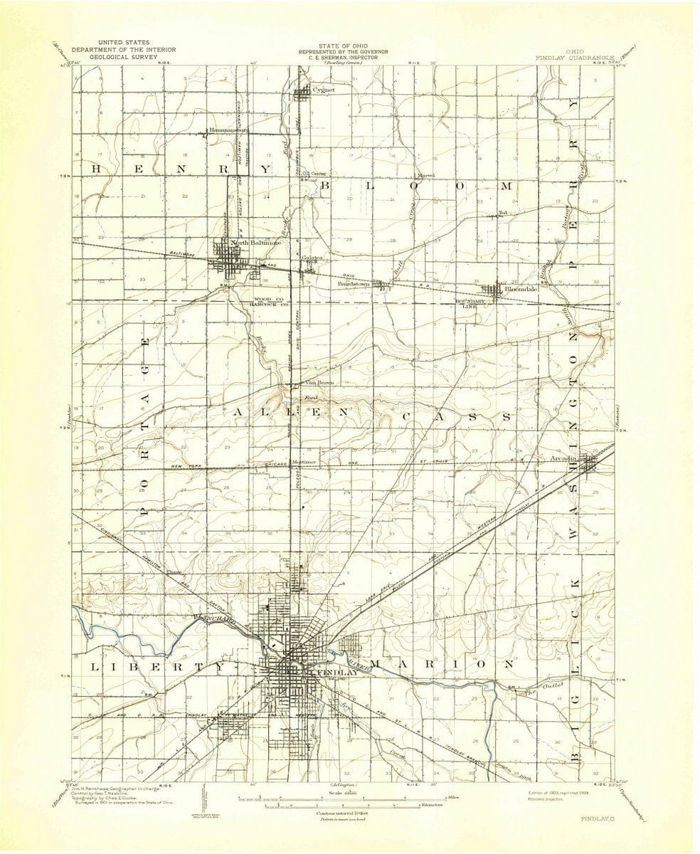 1903 Findlay, OH  - Ohio - USGS Topographic Map