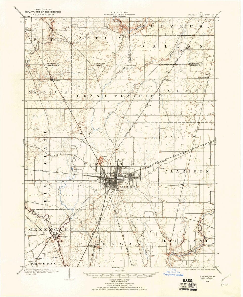1903 Marion, OH  - Ohio - USGS Topographic Map