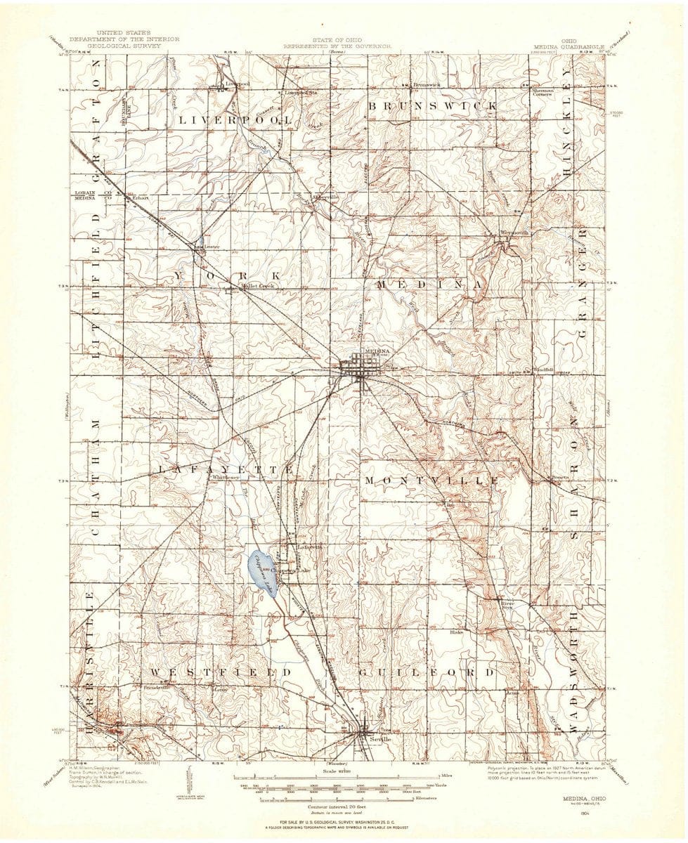 1904 Medina, OH  - Ohio - USGS Topographic Map