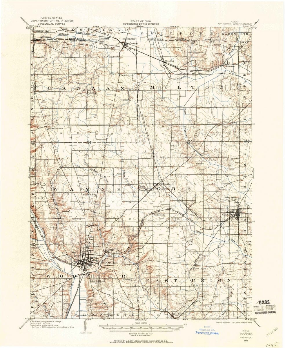 1901 Wooster, OH  - Ohio - USGS Topographic Map