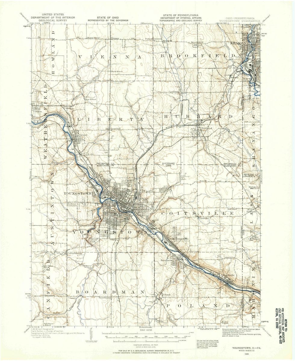 1906 Youngstown, OH  - Ohio - USGS Topographic Map