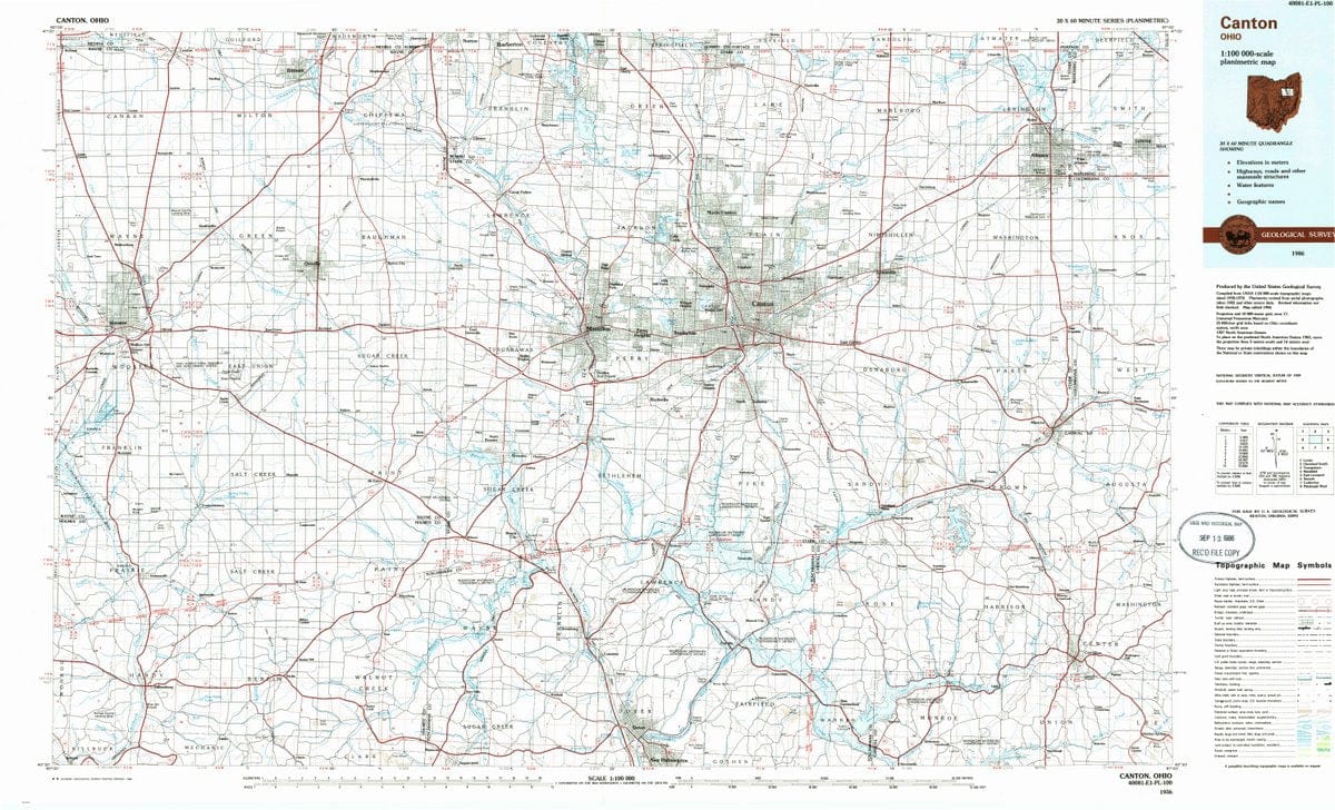 1986 Canton, OH  - Ohio - USGS Topographic Map