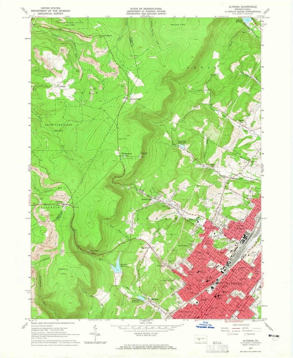 1963 Altoona, PA  - Pennsylvania - USGS Topographic Map
