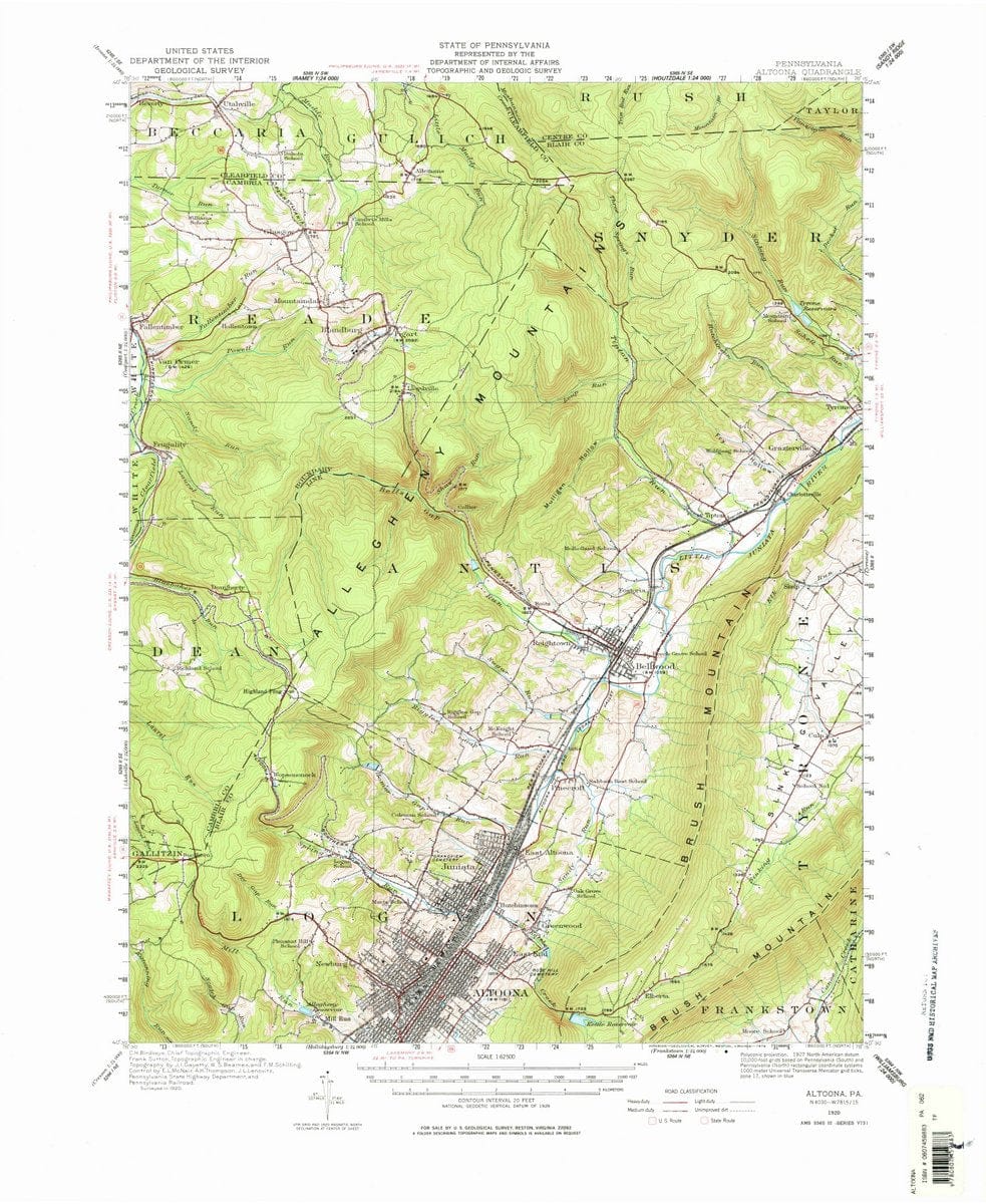 1920 Altoona, PA  - Pennsylvania - USGS Topographic Map