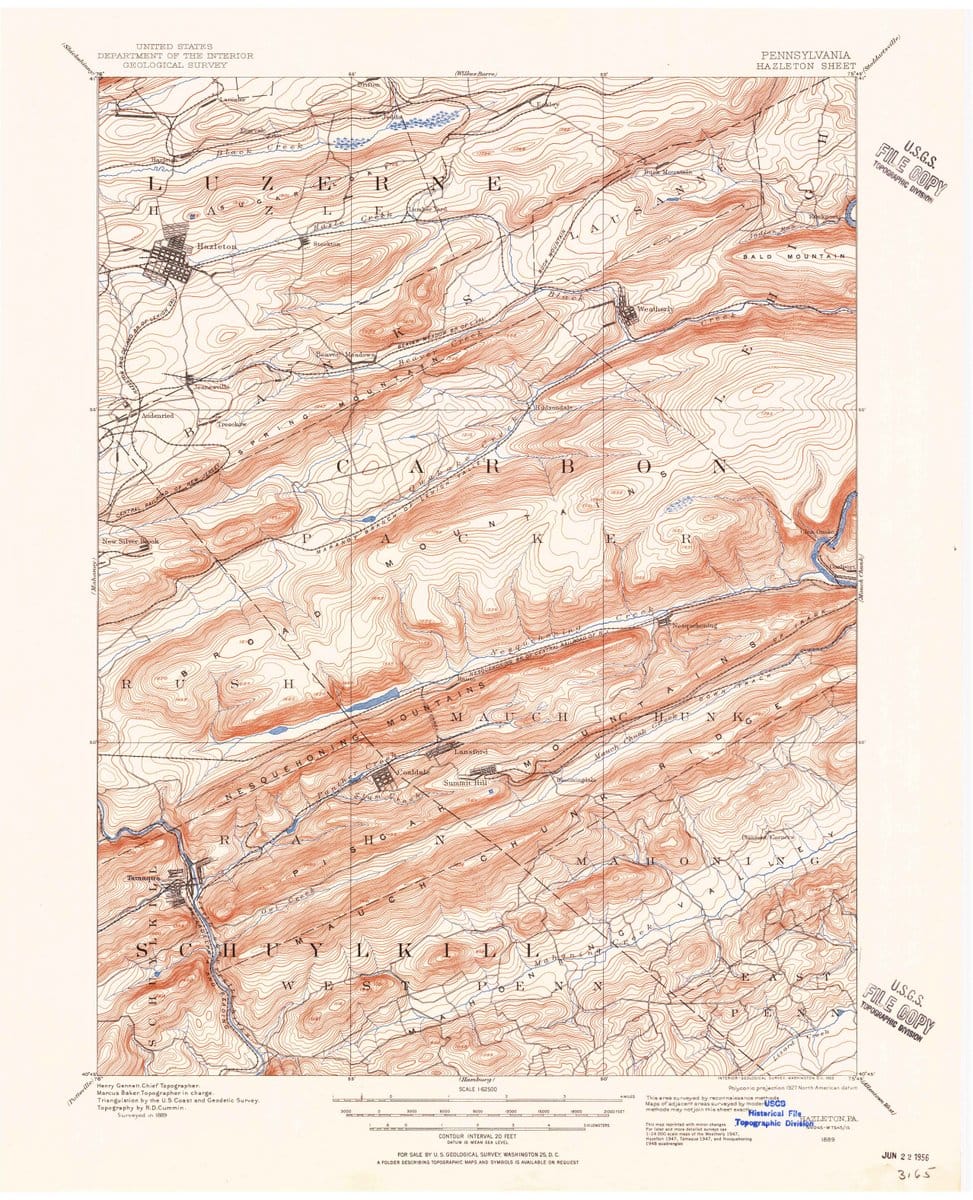 1889 Hazleton, PA  - Pennsylvania - USGS Topographic Map