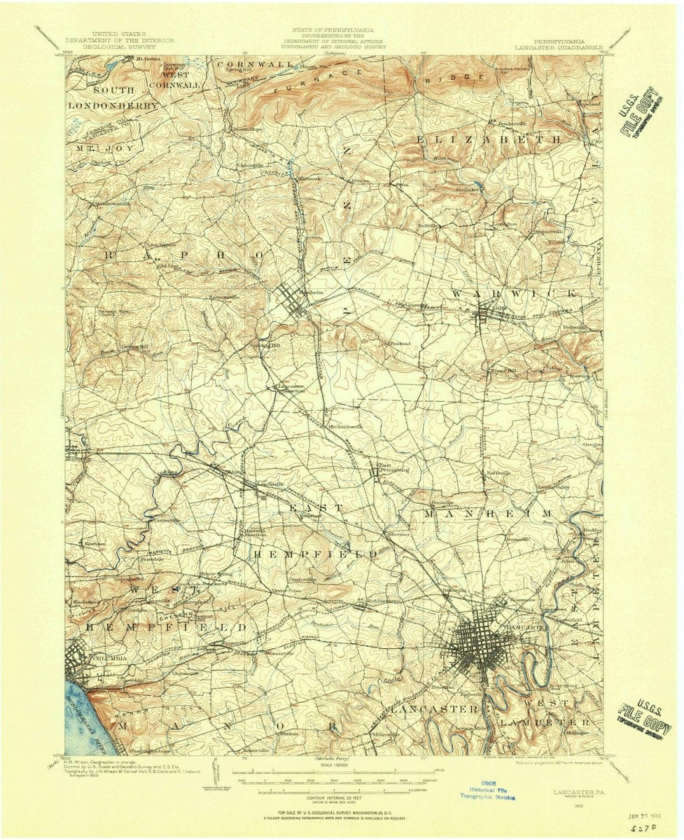1902 Lancaster, PA  - Pennsylvania - USGS Topographic Map