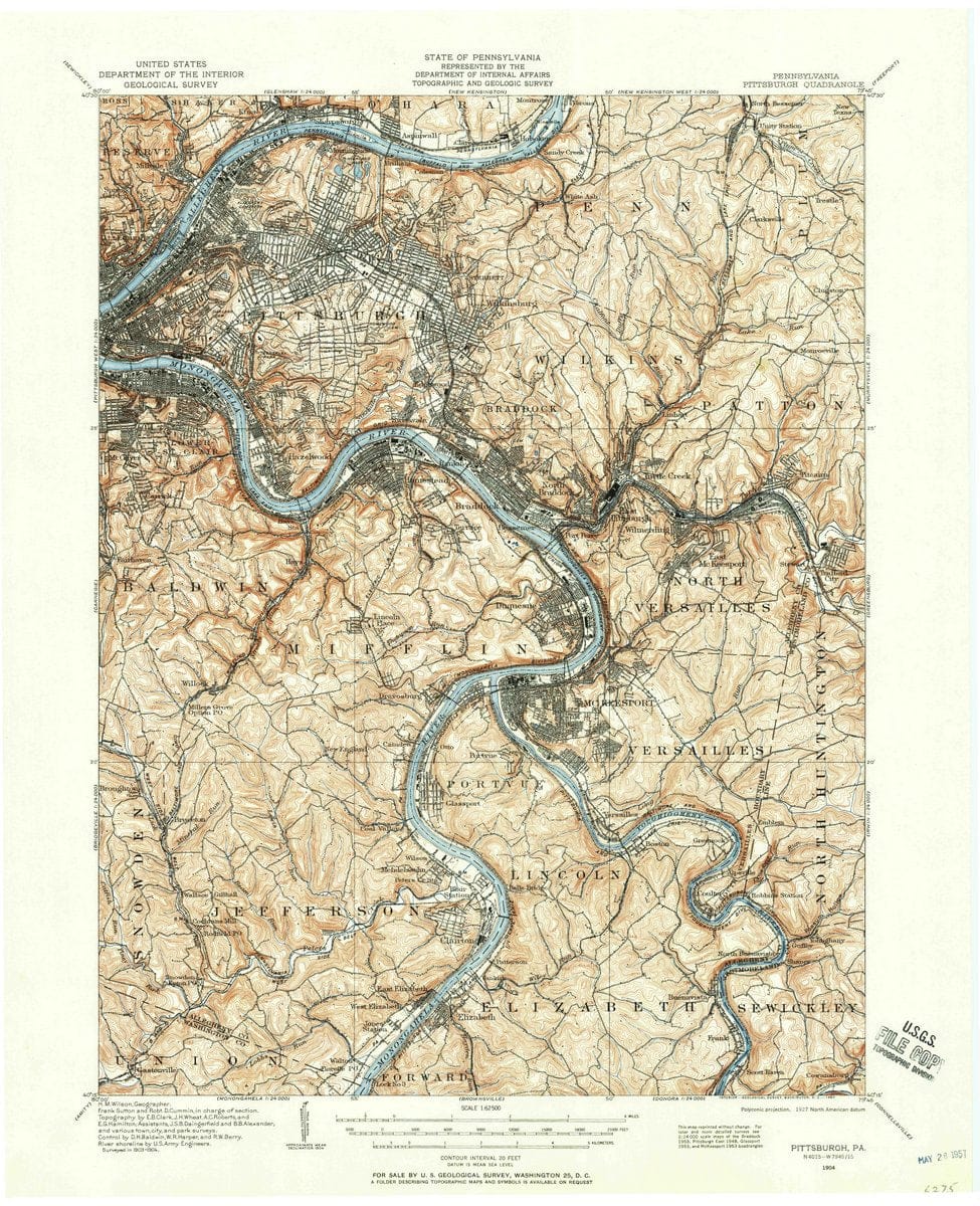 1904 Pittsburgh, PA  - Pennsylvania - USGS Topographic Map