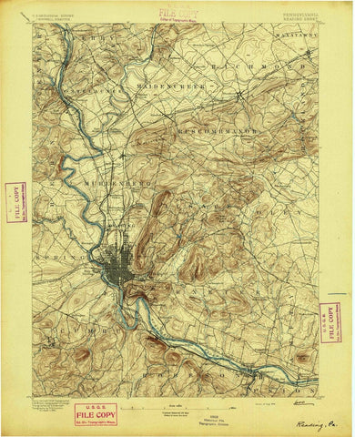 1894 Reading, PA  - Pennsylvania - USGS Topographic Map