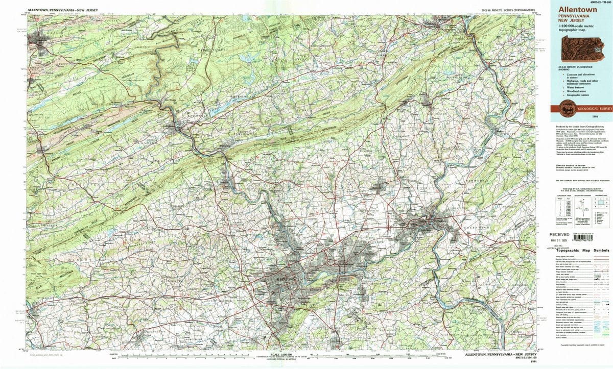 1984 Allentown, PA  - Pennsylvania - USGS Topographic Map