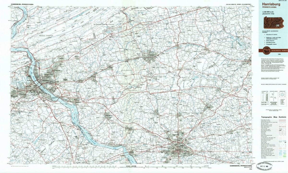 1984 Harrisburg, PA  - Pennsylvania - USGS Topographic Map
