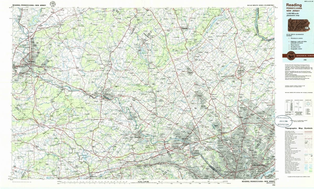 1984 Reading, PA  - Pennsylvania - USGS Topographic Map