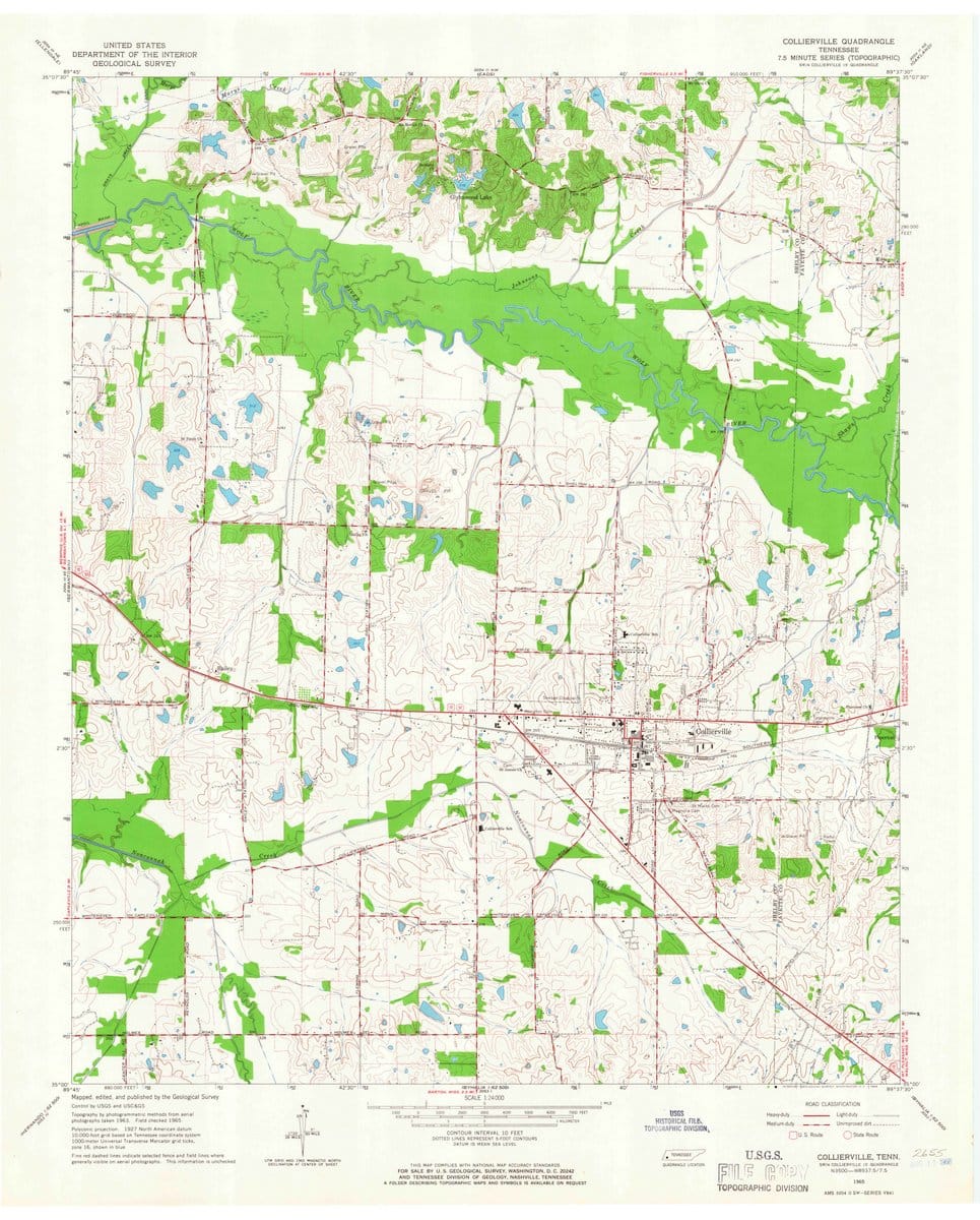 1965 Collierville, TN  - Tennessee - USGS Topographic Map
