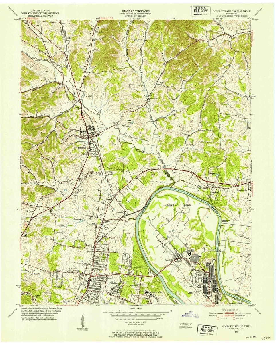 1952 Goodlettsville, TN  - Tennessee - USGS Topographic Map