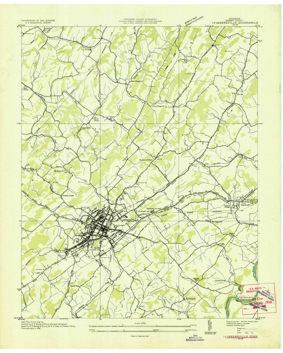 1936 Greeneville, TN  - Tennessee - USGS Topographic Map
